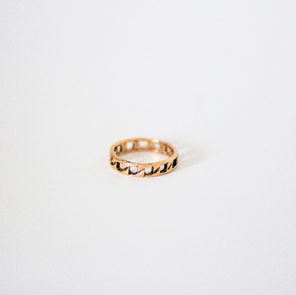 Gold Chain link ring size 7/8 - Picture 1 of 3